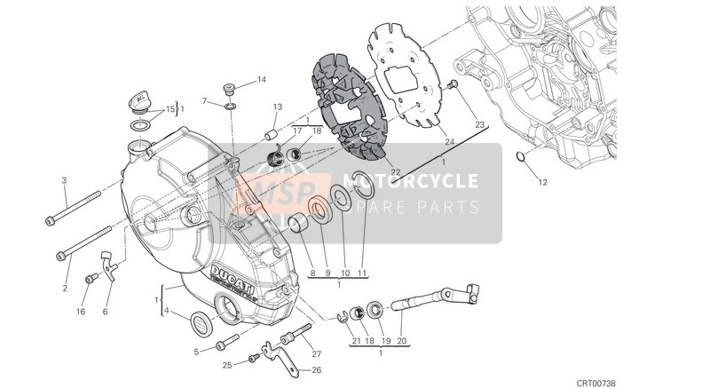243P1516AS, Clutch Side Cover, Ducati, 0