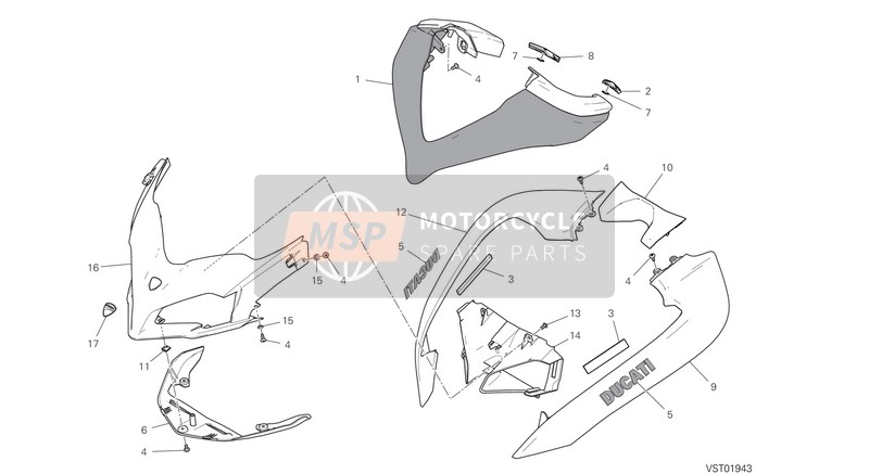 Ducati MULTISTRADA 950 EU 2019 Cowling for a 2019 Ducati MULTISTRADA 950 EU