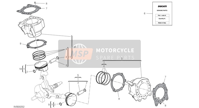 Ducati MULTISTRADA 950 EU 2019 Cilinders - Zuigers voor een 2019 Ducati MULTISTRADA 950 EU