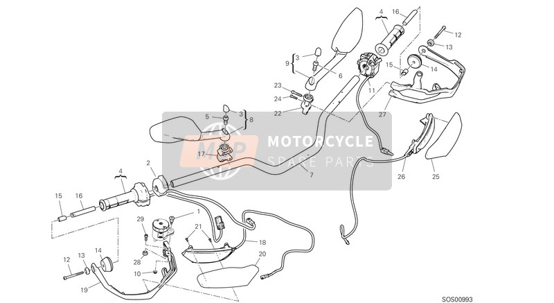 Ducati MULTISTRADA 950 EU 2019 Guidon pour un 2019 Ducati MULTISTRADA 950 EU