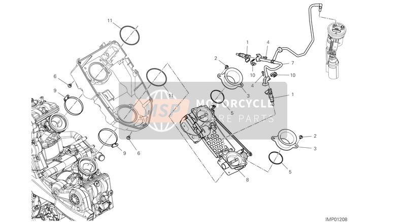 Ducati MULTISTRADA 950 EU 2019 Cuerpo del acelerador para un 2019 Ducati MULTISTRADA 950 EU