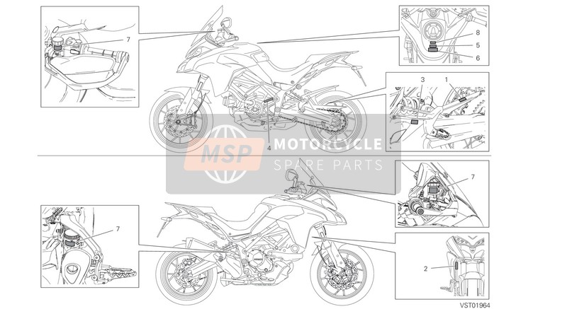 Ducati MULTISTRADA 950 EU 2020 Etiket, Waarschuwing voor een 2020 Ducati MULTISTRADA 950 EU