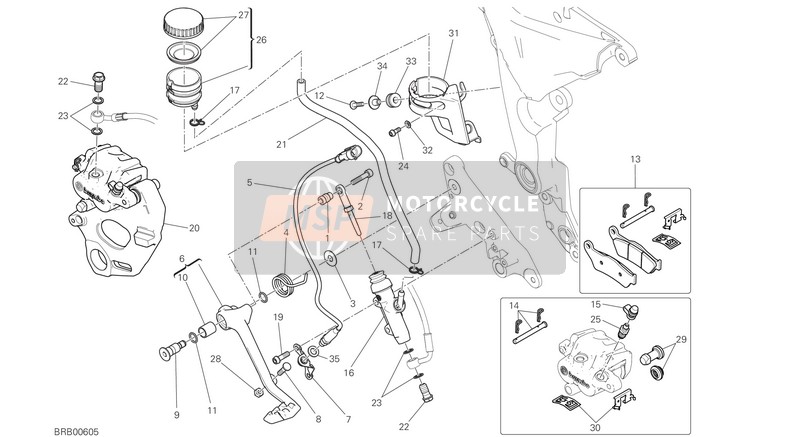 Ducati MULTISTRADA 950 EU 2020 Achter Remsysteem voor een 2020 Ducati MULTISTRADA 950 EU