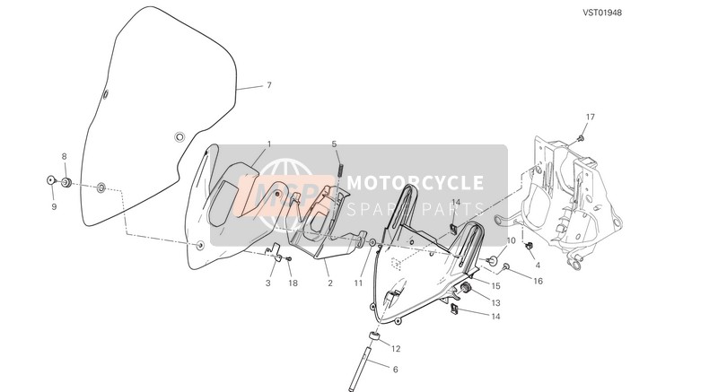 Ducati MULTISTRADA 950 S 2021 Windscherm voor een 2021 Ducati MULTISTRADA 950 S
