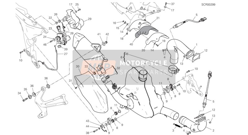 Ducati Multistrada 950 S USA 2019 Uitlaatsysteem voor een 2019 Ducati Multistrada 950 S USA