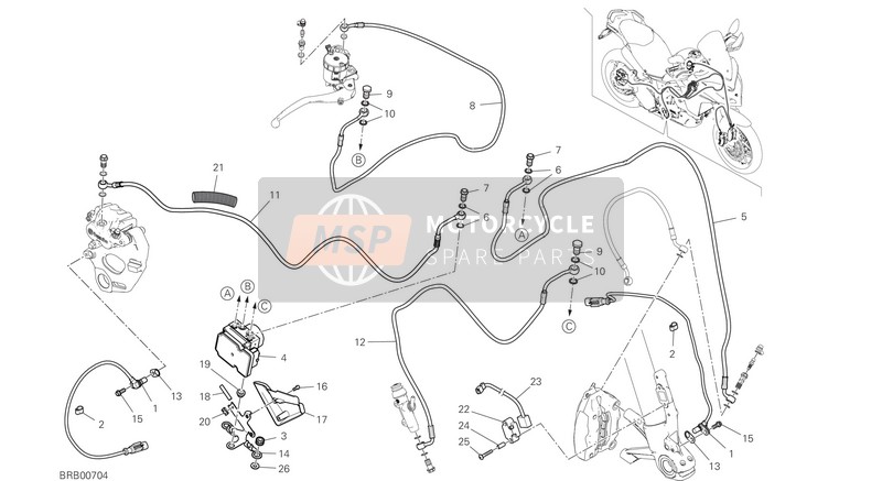 Ducati Multistrada 950 S USA 2020 Sistema di frenata ABS per un 2020 Ducati Multistrada 950 S USA