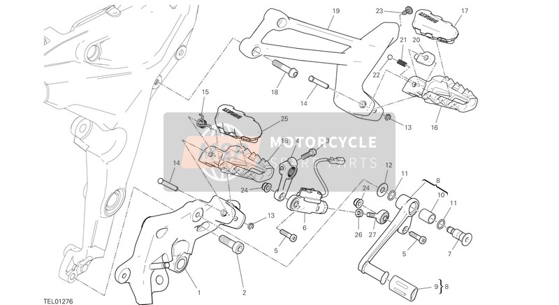 Ducati Multistrada 950 S USA 2020 Footrests, Left for a 2020 Ducati Multistrada 950 S USA