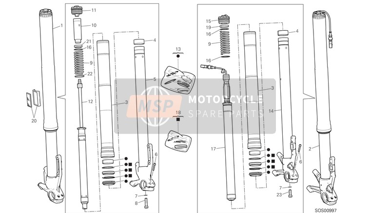 Ducati Multistrada 950 S USA 2020 Forcella anteriore per un 2020 Ducati Multistrada 950 S USA