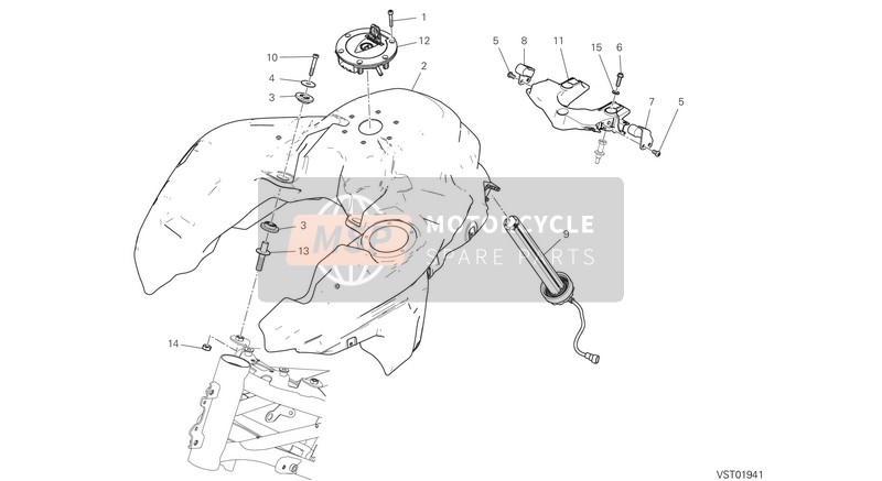 Ducati Multistrada 950 S USA 2020 Serbatoio di carburante per un 2020 Ducati Multistrada 950 S USA