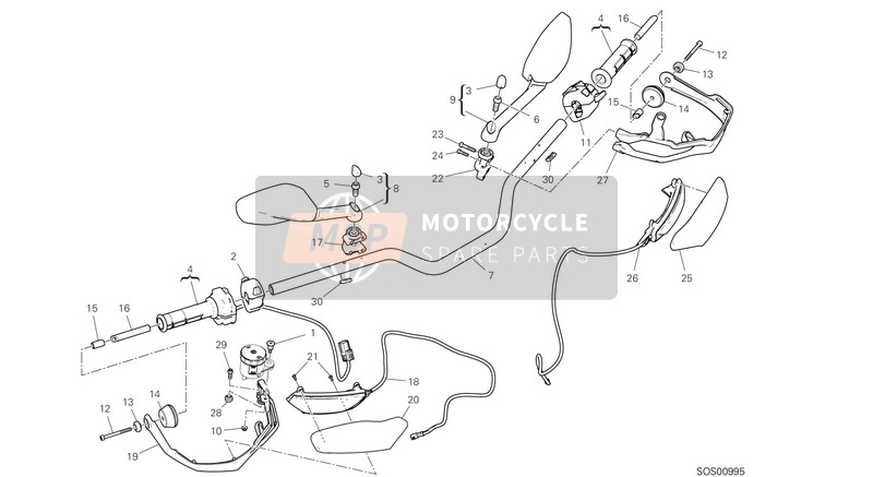 Ducati Multistrada 950 S USA 2020 Handlebar for a 2020 Ducati Multistrada 950 S USA