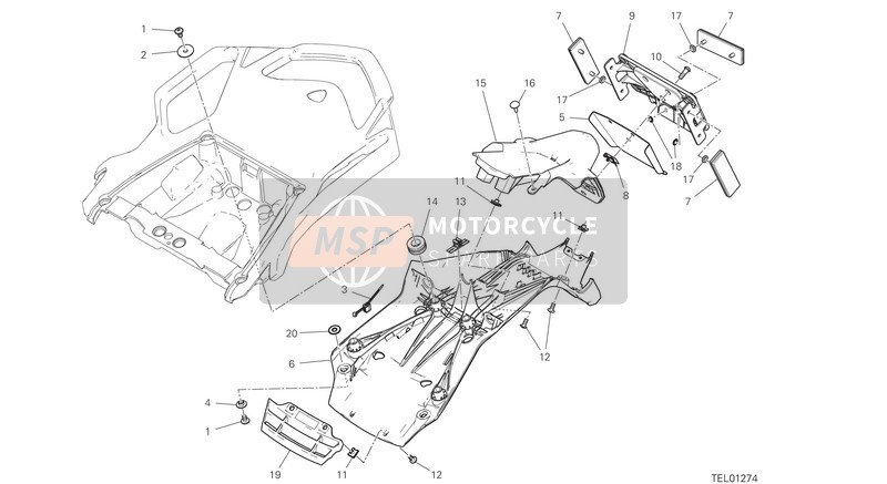 Ducati Multistrada 950 S USA 2020 Soutien de plaque pour un 2020 Ducati Multistrada 950 S USA