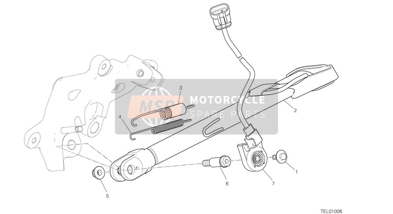 Ducati Multistrada 950 S USA 2020 Zijstandaard voor een 2020 Ducati Multistrada 950 S USA