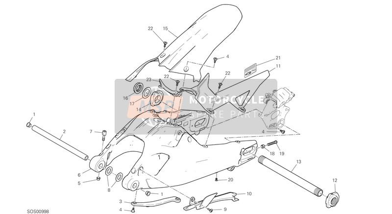 Ducati Multistrada 950 S USA 2020 Bras oscillant pour un 2020 Ducati Multistrada 950 S USA