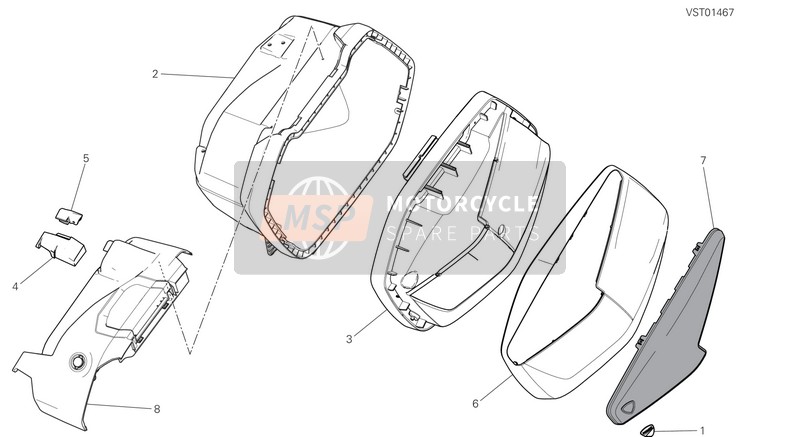 69822423A, Kofferschloessersatz 2 Linker, Ducati, 0