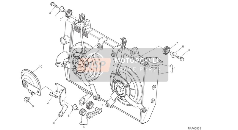 Ducati MULTISTRADA 950 TOURING EU 2017 Refroidisseur d'eau pour un 2017 Ducati MULTISTRADA 950 TOURING EU