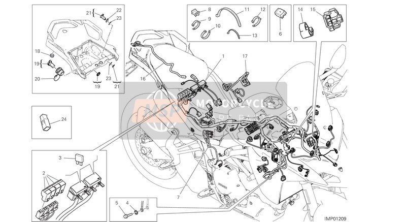 Ducati MULTISTRADA 950 USA 2019 Arnés de cableado para un 2019 Ducati MULTISTRADA 950 USA