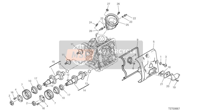 Ducati MULTISTRADA 950 USA 2020 Tête horizontale – Système de chronométrage pour un 2020 Ducati MULTISTRADA 950 USA
