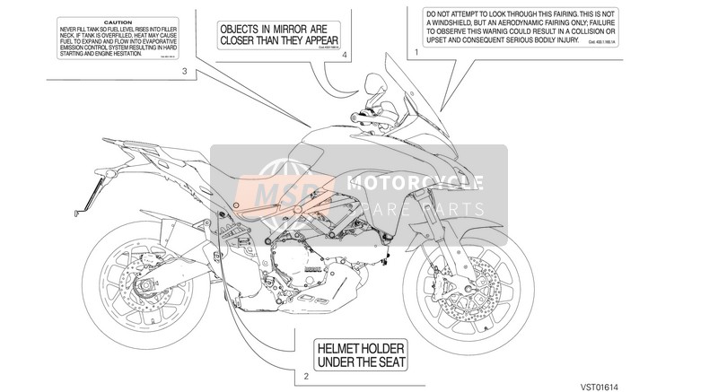 Ducati MULTISTRADA 950 USA 2020 Label, Warning for a 2020 Ducati MULTISTRADA 950 USA
