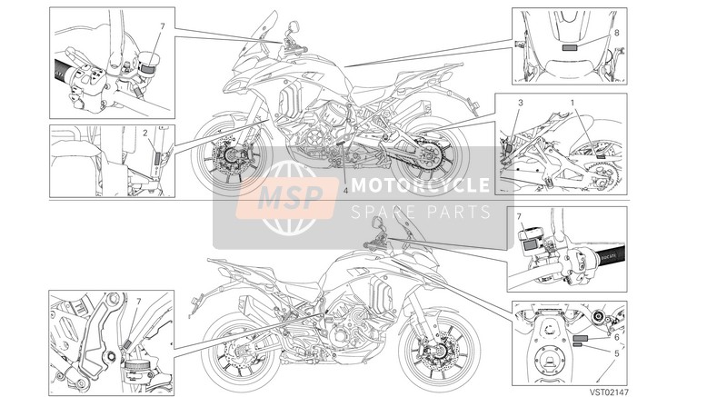 Ducati MULTISTRADA V4 2021 Placas de posicionamiento para un 2021 Ducati MULTISTRADA V4