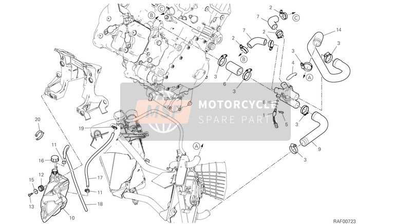 Ducati MULTISTRADA V4 S 2021 Circuit de refroidissement pour un 2021 Ducati MULTISTRADA V4 S