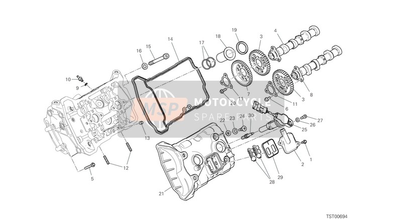 Ducati MULTISTRADA V4 S 2021 Testata anteriore - Sistema di cronometraggio per un 2021 Ducati MULTISTRADA V4 S
