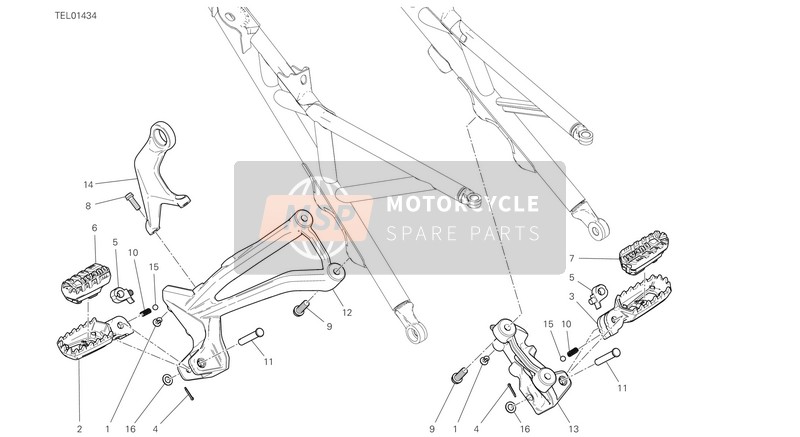 Ducati MULTISTRADA V4 S 2021 Repose-pieds arrière pour un 2021 Ducati MULTISTRADA V4 S