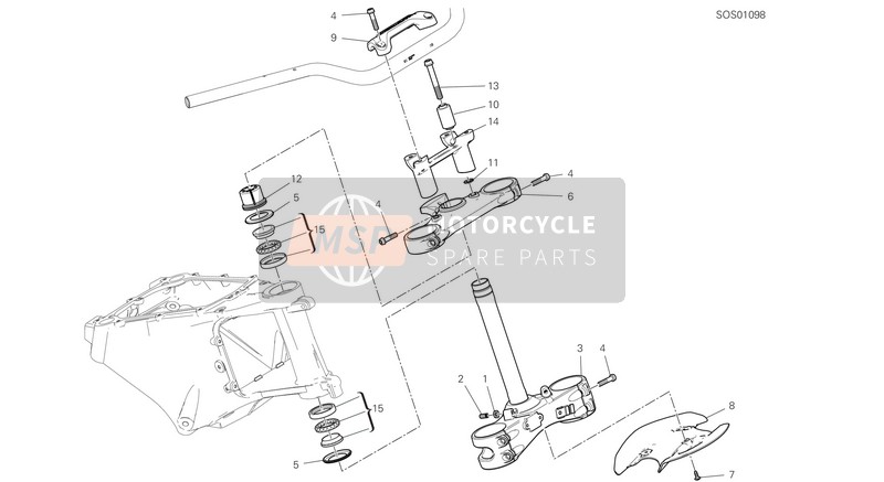 Ducati MULTISTRADA V4 S 2021 Balhoofd Basis komponenten voor een 2021 Ducati MULTISTRADA V4 S