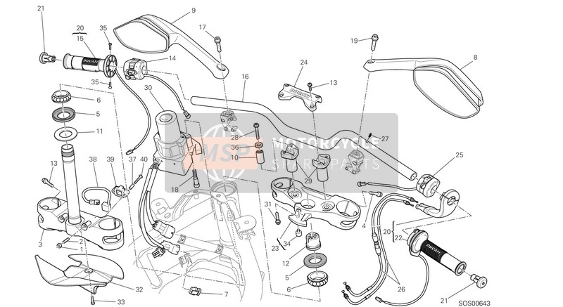 Ducati MULTISTRADE 1200 S TOURING EU 2013 Handlebar for a 2013 Ducati MULTISTRADE 1200 S TOURING EU