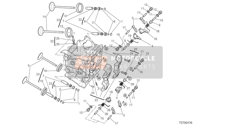 Ducati MULTISTRADE 1200 S TOURING EU 2013 Horizontale cilinderkop voor een 2013 Ducati MULTISTRADE 1200 S TOURING EU