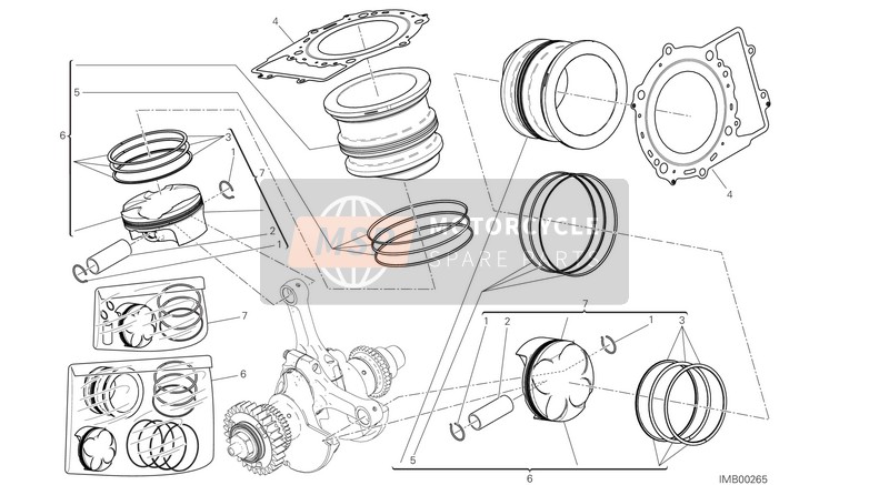 12120591B, Piston Ring Set, Ducati, 0