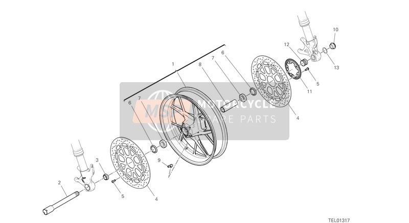 81910692AA, Front Wheel Shaft 0803 I=226, Ducati, 1