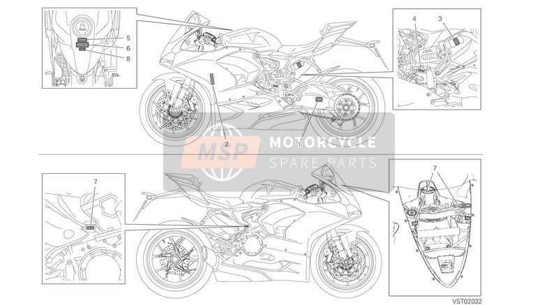 Ducati PANIGALE V2 2021 Placas de posicionamiento para un 2021 Ducati PANIGALE V2