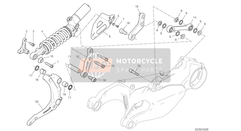 Ducati PANIGALE V2 2021 Amortiguador trasero para un 2021 Ducati PANIGALE V2
