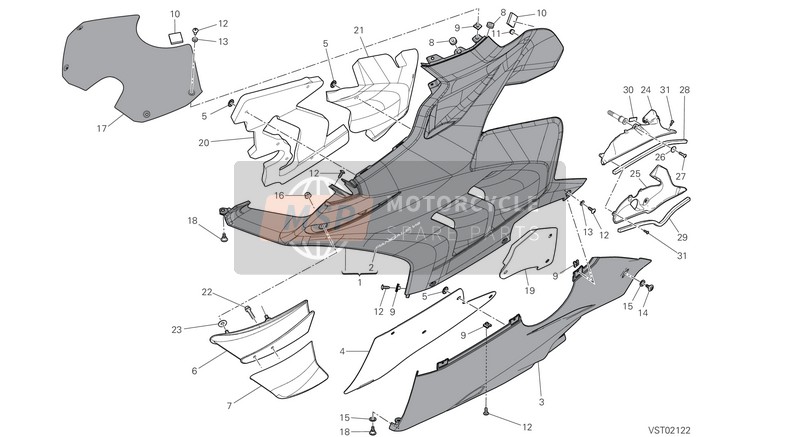 48019275BA, Carene Inferieure Gauche Rouge, Ducati, 0