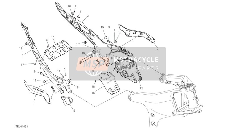 Ducati PANIGALE V4 2021 Compartiment de cadre arrière pour un 2021 Ducati PANIGALE V4