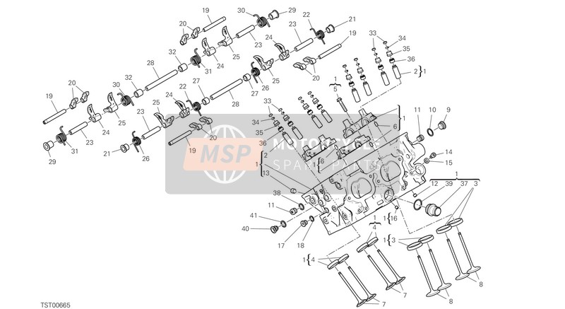 30125704BR, Rear Head Group, Ducati, 0