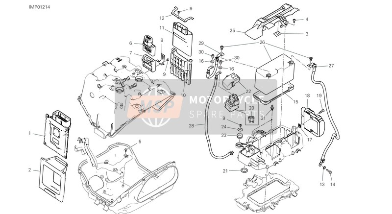 Ducati PANIGALE V4 S 2021 Soporte de la batería para un 2021 Ducati PANIGALE V4 S