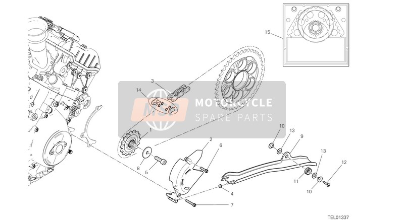Ducati PANIGALE V4 S 2021 Diente frontal - Cadena para un 2021 Ducati PANIGALE V4 S