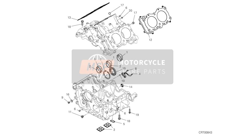 Ducati PANIGALE V4 S 2021 Halbes Kurbelgehäusepaar für ein 2021 Ducati PANIGALE V4 S