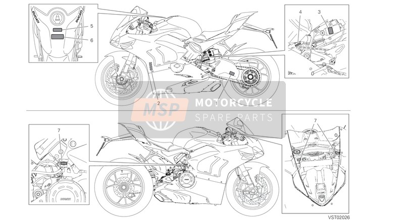 Ducati PANIGALE V4 S 2021 Positionierplatten für ein 2021 Ducati PANIGALE V4 S