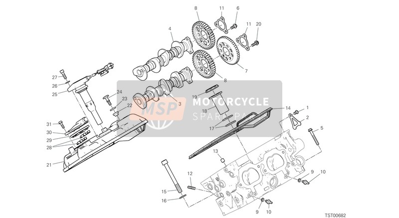 Ducati PANIGALE V4 S 2021 REAR HEAD - TIMING SYSTEM for a 2021 Ducati PANIGALE V4 S
