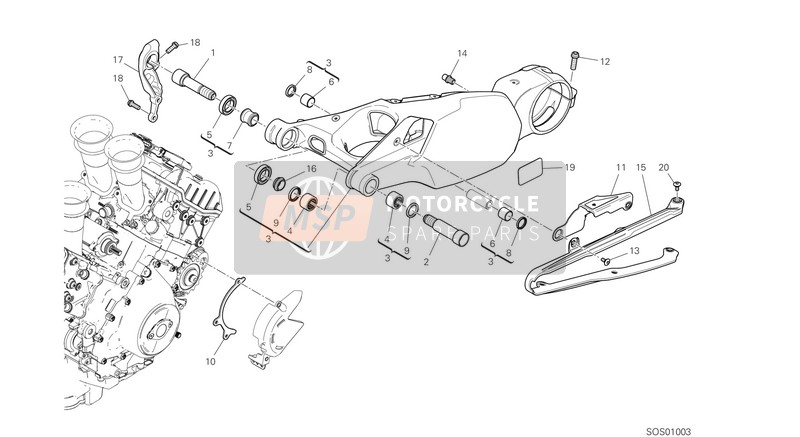 Ducati PANIGALE V4 S 2021 REAR SWINGING ARM for a 2021 Ducati PANIGALE V4 S