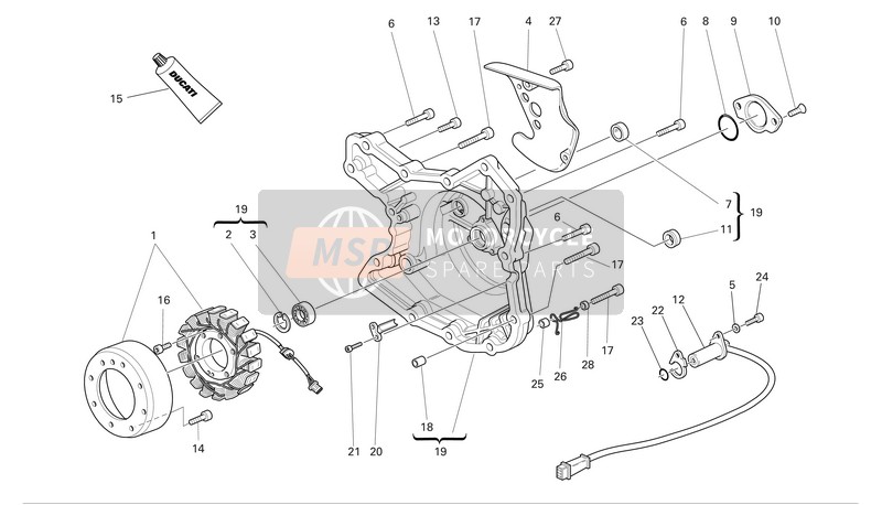 Ducati PAUL SMART1000 LIMITED Eu 2006 Alternador-Tapa del cárter lateral para un 2006 Ducati PAUL SMART1000 LIMITED Eu