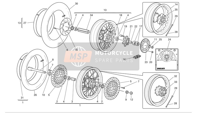 Ducati PAUL SMART1000 LIMITED Usa 2006 Räder vorne und hinten für ein 2006 Ducati PAUL SMART1000 LIMITED Usa