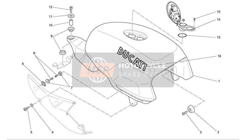 Ducati PAUL SMART1000 LIMITED Usa 2006 Fuel Tank for a 2006 Ducati PAUL SMART1000 LIMITED Usa