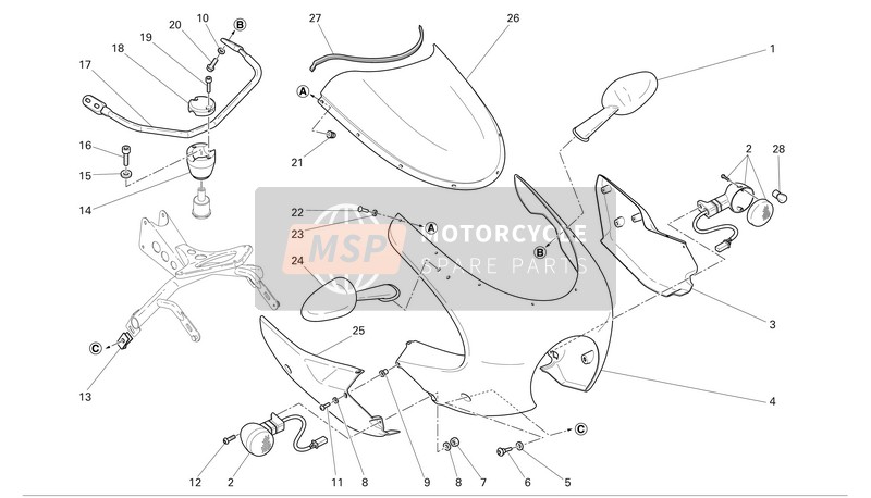 Ducati PAUL SMART1000 LIMITED Usa 2006 Koplamp kuip voor een 2006 Ducati PAUL SMART1000 LIMITED Usa