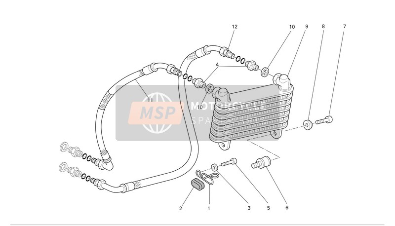 Ducati PAUL SMART1000 LIMITED Usa 2006 Oil Cooler for a 2006 Ducati PAUL SMART1000 LIMITED Usa