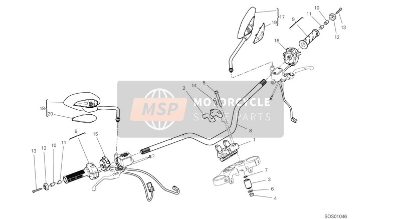 52310482B, REAR-VIEW Spiegel L.H., Ducati, 0