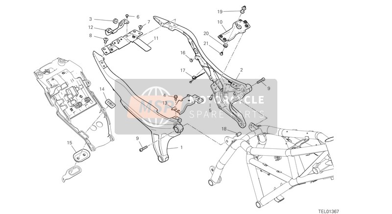 Ducati SCRAMBLER 1100 PRO 2021 Achterste framecompartiment voor een 2021 Ducati SCRAMBLER 1100 PRO