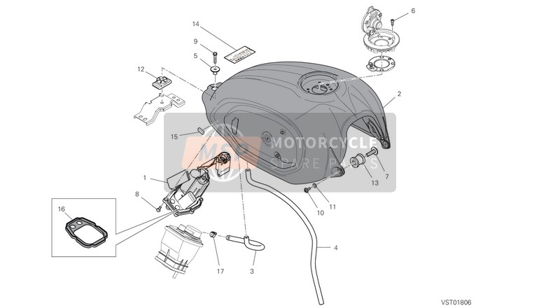 58612661AC, Kraftstofftank, Grau, Ducati, 0